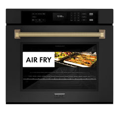 ZLINE Autograph Edition 30 in. Professional True Convection Single Wall Oven with Air Fry and Self Clean in Black Stainless Steel with Helix Handle - WASBZ-30-K - The Home Selection