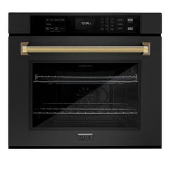 ZLINE Autograph Edition 30 in. Professional True Convection Single Wall Oven with Air Fry and Self Clean in Black Stainless Steel with Helix Handle - WASBZ-30-K - The Home Selection