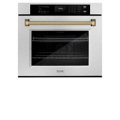 ZLINE Autograph Edition 30 in. Professional True Convection Single Wall Oven with Air Fry and Self Clean in Satin Stainless Steel with Helix Handle - WASSZ-30-K - The Home Selection