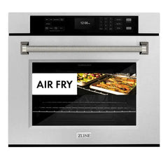 ZLINE Autograph Edition 30 in. Professional True Convection Single Wall Oven with Air Fry and Self Clean in Satin Stainless Steel with Helix Handle - WASSZ-30-K - The Home Selection