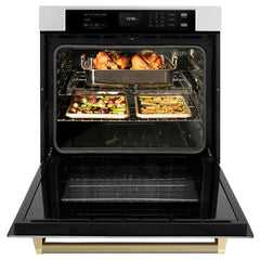 ZLINE Autograph Edition 30 in. Professional True Convection Single Wall Oven with Air Fry and Self Clean in Satin Stainless Steel with Helix Handle - WASSZ-30-K - The Home Selection