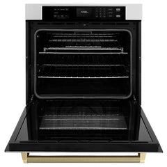 ZLINE Autograph Edition 30 in. Professional True Convection Single Wall Oven with Air Fry and Self Clean in Satin Stainless Steel with Helix Handle - WASSZ-30-K - The Home Selection