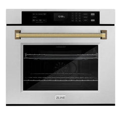 ZLINE Autograph Edition 30 in. Professional True Convection Single Wall Oven with Air Fry and Self Clean in Satin Stainless Steel with Helix Handle - WASSZ-30-K - The Home Selection
