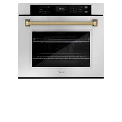 ZLINE Autograph Edition 30 in. Professional True Convection Single Wall Oven with Air Fry and Self Clean in Stainless Steel with Helix Handle - WASZ-30-K - The Home Selection