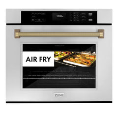 ZLINE Autograph Edition 30 in. Professional True Convection Single Wall Oven with Air Fry and Self Clean in Stainless Steel with Helix Handle - WASZ-30-K - The Home Selection