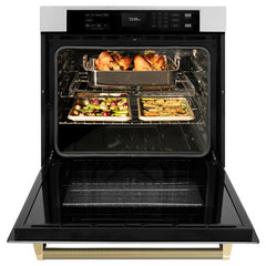 ZLINE Autograph Edition 30 in. Professional True Convection Single Wall Oven with Air Fry and Self Clean in Stainless Steel with Helix Handle - WASZ-30-K - The Home Selection