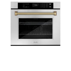 ZLINE Autograph Edition 30 in. Professional True Convection Single Wall Oven with Air Fry and Self Clean in Stainless Steel with Helix Handle - WASZ-30-K - The Home Selection
