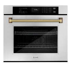 ZLINE Autograph Edition 30 in. Professional True Convection Single Wall Oven with Air Fry and Self Clean in Stainless Steel with Helix Handle - WASZ-30-K - The Home Selection