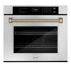 ZLINE Autograph Edition 30 in. Professional True Convection Single Wall Oven with Air Fry and Self Clean in Stainless Steel with Helix Handle - WASZ-30-K - The Home Selection