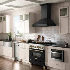 ZLINE Autograph Edition 36" 4.6 cu. ft. Dual Fuel Range with Gas Stove and Electric Oven in Stainless Steel with Black Matte Door - RAZ-BLM-36 - The Home Selection