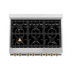 ZLINE Autograph Edition 36" 4.6 cu. ft. Dual Fuel Range with Gas Stove and Electric Oven in Stainless Steel with Black Matte Door - RAZ-BLM-36 - The Home Selection