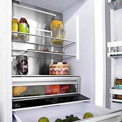 ZLINE Autograph Edition 36 in. 19.6 cu. ft. French Door Built-In Bottom Freezer Refrigerator with Water Dispenser and Ice Maker in Black Stainless Steel - RBIV - The Home Selection