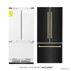 ZLINE Autograph Edition 36 in. 19.6 cu. ft. French Door Built-In Bottom Freezer Refrigerator with Water Dispenser and Ice Maker in Black Stainless Steel - RBIV - The Home Selection