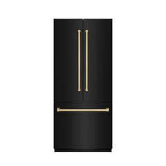 ZLINE Autograph Edition 36 in. 19.6 cu. ft. French Door Built-In Bottom Freezer Refrigerator with Water Dispenser and Ice Maker in Black Stainless Steel with Graphite Gray Interior - GRBIVZ-BS-36 - The Home Selection