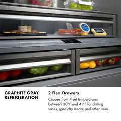 ZLINE Autograph Edition 36 in. 19.6 cu. ft. French Door Built-In Bottom Freezer Refrigerator with Water Dispenser and Ice Maker in Black Stainless Steel with Graphite Gray Interior - GRBIVZ-BS-36 - The Home Selection