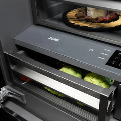 ZLINE Autograph Edition 36 in. 19.6 cu. ft. French Door Built-In Bottom Freezer Refrigerator with Water Dispenser and Ice Maker in Black Stainless Steel with Graphite Gray Interior Helix Handles - GRBIVZ-BS36K - The Home Selection