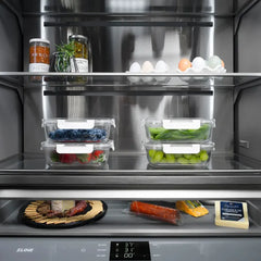 ZLINE Autograph Edition 36 in. 19.6 cu. ft. French Door Built-In Bottom Freezer Refrigerator with Water Dispenser and Ice Maker in Black Stainless Steel with Graphite Gray Interior Helix Handles - GRBIVZ-BS36K - The Home Selection