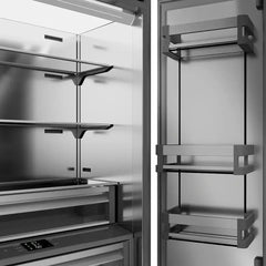 ZLINE Autograph Edition 36 in. 19.6 cu. ft. French Door Built-In Bottom Freezer Refrigerator with Water Dispenser and Ice Maker in Black Stainless Steel with Stainless Steel Interior and Helix Handles - SRBIVZ-BS36K - The Home Selection