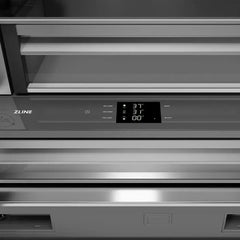 ZLINE Autograph Edition 36 in. 19.6 cu. ft. French Door Built-In Bottom Freezer Refrigerator with Water Dispenser and Ice Maker in Black Stainless Steel with Stainless Steel Interior and Helix Handles - SRBIVZ-BS36K - The Home Selection