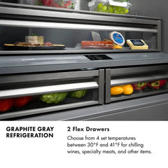 ZLINE Autograph Edition 36 in. 19.6 cu. ft. French Door Built-In Bottom Freezer Refrigerator with Water Dispenser and Ice Maker in Stainless Steel with Graphite Gray Interior and Helix Handles - GRBIVZ-30436K - The Home Selection