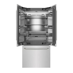 ZLINE Autograph Edition 36 in. 19.6 cu. ft. French Door Built-In Bottom Freezer Refrigerator with Water Dispenser and Ice Maker in Stainless Steel with Stainless Steel Interior and Helix Handles - SRBIVZ-30436K - The Home Selection