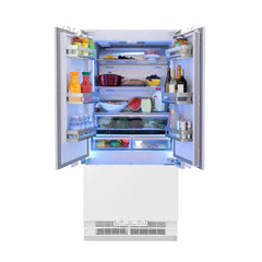 ZLINE Autograph Edition 36 in. 19.6 cu. ft. Panel Ready French Door Built-In Bottom Freezer Refrigerator with Water Dispenser and Ice Maker - RBIVZ-36 - The Home Selection