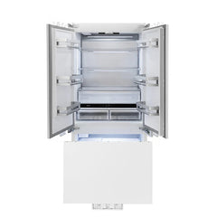 ZLINE Autograph Edition 36 in. 19.6 cu. ft. Panel Ready French Door Built-In Bottom Freezer Refrigerator with Water Dispenser and Ice Maker - RBIVZ-36 - The Home Selection