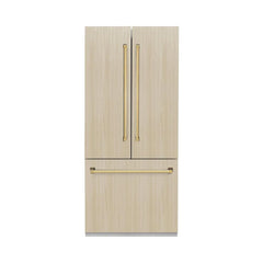 ZLINE Autograph Edition 36 in. 19.6 cu. ft. Panel Ready French Door Built-In Bottom Freezer Refrigerator with Water Dispenser and Ice Maker - RBIVZ-36 - The Home Selection