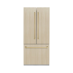 ZLINE Autograph Edition 36 in. 19.6 cu. ft. Panel Ready French Door Built-In Bottom Freezer Refrigerator with Water Dispenser and Ice Maker - RBIVZ-36 - The Home Selection
