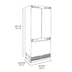 ZLINE Autograph Edition 36 in. 19.6 cu. ft. Panel Ready French Door Built-In Bottom Freezer Refrigerator with Water Dispenser and Ice Maker with Graphite Gray Interior - GRBIVZ-36 - The Home Selection