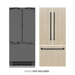 ZLINE Autograph Edition 36 in. 19.6 cu. ft. Panel Ready French Door Built-In Bottom Freezer Refrigerator with Water Dispenser and Ice Maker with Graphite Gray Interior - GRBIVZ-36 - The Home Selection