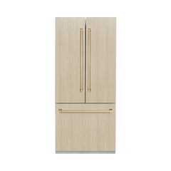 ZLINE Autograph Edition 36 in. 19.6 cu. ft. Panel Ready French Door Built-In Bottom Freezer Refrigerator with Water Dispenser and Ice Maker with Graphite Gray Interior - GRBIVZ-36 - The Home Selection