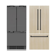 ZLINE Autograph Edition 36 in. 19.6 cu. ft. Panel Ready French Door Built-In Bottom Freezer Refrigerator with Water Dispenser and Ice Maker with Graphite Gray Interior - GRBIVZ-36 - The Home Selection