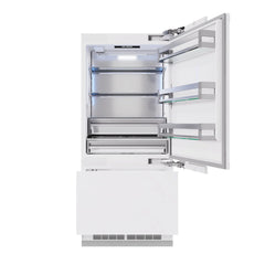 ZLINE Autograph Edition 36 in. 19.8 cu. ft. Panel Ready Built-In Bottom Freezer Refrigerator with Water Dispenser and Ice Maker with Champagne Bronze Accents (RBITZ-36-CB) - The Home Selection