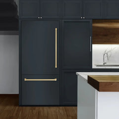 ZLINE Autograph Edition 36 in. 19.8 cu. ft. Panel Ready Built-In Bottom Freezer Refrigerator with Water Dispenser and Ice Maker with Champagne Bronze Accents (RBITZ-36-CB) - The Home Selection