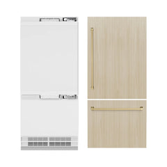 ZLINE Autograph Edition 36 in. 19.8 cu. ft. Panel Ready Built-In Bottom Freezer Refrigerator with Water Dispenser and Ice Maker with Champagne Bronze Accents (RBITZ-36-CB) - The Home Selection