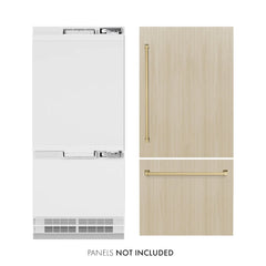 ZLINE Autograph Edition 36 in. 19.8 cu. ft. Panel Ready Built-In Bottom Freezer Refrigerator with Water Dispenser and Ice Maker with Champagne Bronze Accents (RBITZ-36-CB) - The Home Selection