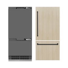 ZLINE Autograph Edition 36 in. 19.8 cu. ft. Panel Ready Built-In Bottom Freezer Refrigerator with Water Dispenser and Ice Maker with Graphite Gray Interior and Matte Black Accents - GRBITZ-36 - The Home Selection