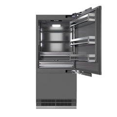 ZLINE Autograph Edition 36 in. 19.8 cu. ft. Panel Ready Built-In Bottom Freezer Refrigerator with Water Dispenser and Ice Maker with Graphite Gray Interior and Matte Black Accents - GRBITZ-36 - The Home Selection