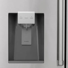 ZLINE Autograph Edition 36 in. 21.6 cu. ft. Counter-Depth French Door Refrigerator with Water and Ice Dispenser in Fingerprint-Resistant Stainless Steel with Champagne Bronze Traditional Handles - RFMZ-W-36-CB - The Home Selection