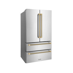 ZLINE Autograph Edition 36 in. 22.5 cu. ft. Counter-Depth French Door Refrigerator with Ice Maker in Fingerprint-Resistant Stainless Steel - RFMZ-36-K - The Home Selection