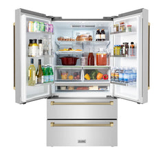 ZLINE Autograph Edition 36 in. 22.5 cu. ft. Counter-Depth French Door Refrigerator with Ice Maker in Fingerprint-Resistant Stainless Steel - RFMZ-36-K - The Home Selection