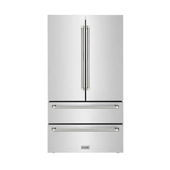 ZLINE Autograph Edition 36 in. 22.5 cu. ft. Counter-Depth French Door Refrigerator with Ice Maker in Fingerprint-Resistant Stainless Steel - RFMZ-36-K - The Home Selection