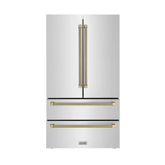 ZLINE Autograph Edition 36 in. 22.5 cu. ft. Counter-Depth French Door Refrigerator with Ice Maker in Fingerprint-Resistant Stainless Steel - RFMZ-36-K - The Home Selection