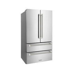ZLINE Autograph Edition 36 in. 22.5 cu. ft. Counter-Depth French Door Refrigerator with Ice Maker in Fingerprint-Resistant Stainless Steel - RFMZ-36-K - The Home Selection