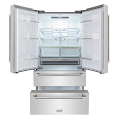 ZLINE Autograph Edition 36 in. 22.5 cu. ft. Counter-Depth French Door Refrigerator with Ice Maker in Fingerprint-Resistant Stainless Steel - RFMZ-36-K - The Home Selection