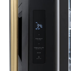 ZLINE Autograph Edition 36 in. 28.9 cu. ft. Standard-Depth French Door External Water Dispenser Refrigerator with Dual Ice Maker in Black Stainless Steel and Champagne Bronze Handles - RSMZ-W-36-BS-CB - The Home Selection