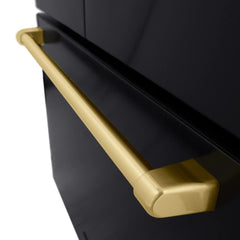 ZLINE Autograph Edition 36 in. 28.9 cu. ft. Standard-Depth French Door External Water Dispenser Refrigerator with Dual Ice Maker in Black Stainless Steel and Champagne Bronze Handles - RSMZ-W-36-BS-CB - The Home Selection
