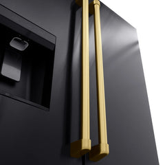ZLINE Autograph Edition 36 in. 28.9 cu. ft. Standard-Depth French Door External Water Dispenser Refrigerator with Dual Ice Maker in Black Stainless Steel and Champagne Bronze Handles - RSMZ-W-36-BS-CB - The Home Selection