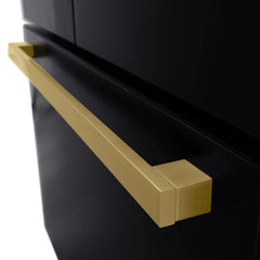 ZLINE Autograph Edition 36 in. 28.9 cu. ft. Standard-Depth French Door External Water Dispenser Refrigerator with Dual Ice Maker in Black Stainless Steel and Champagne Bronze Modern Handles - RSMZ-W36-BS-FCB - The Home Selection